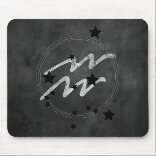 Aquarius zodiac Konstellation schwarz und silber Mousepad