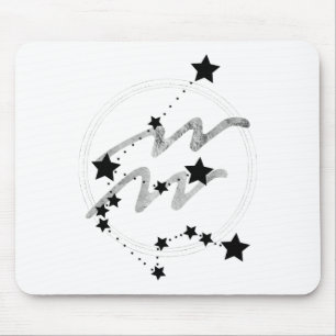 Aquarius zodiac Konstellation schwarz und silber Mousepad