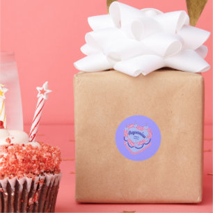 Aquarius Zodiac Pastel Heart Birthday Cake Runder Aufkleber