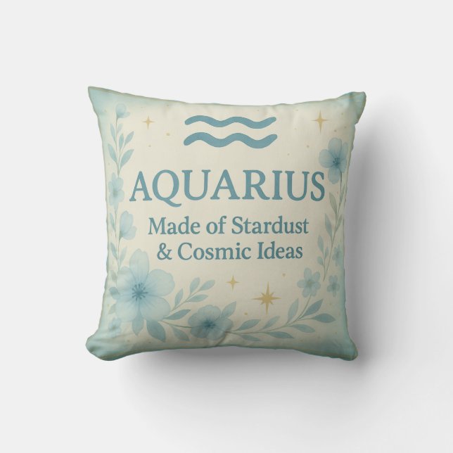 Aquarius Zodiac Pillow – Made of Stardust & Cosmic Kissen (Vorderseite)