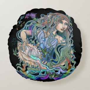 Aquarius Zodiac Rundes Kissen