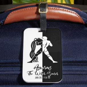 Aquarius Zodiac Schild Schwarz-Weiß-Gepäckanhänger Gepäckanhänger