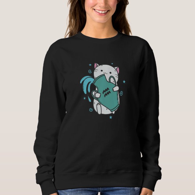 Aquarius Zodiac Sign as a Cat Horoscope Sweatshirt (Vorderseite)