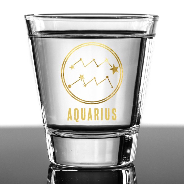 Aquarius Zodiac Sign Astrologie Horoskop Gold Schnapsglas (gold aquarius zodiac sign shot glass)