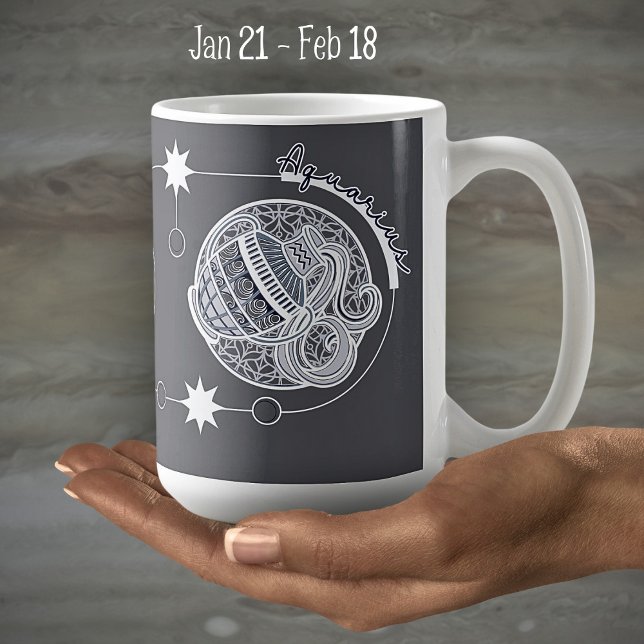 Aquarius Zodiac Sign Astrologie Mandala Blue White Kaffeetasse (Von Creator hochgeladen)