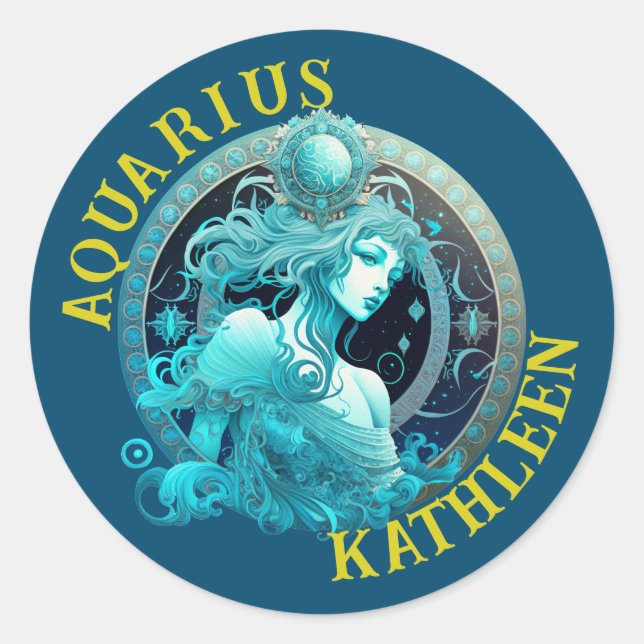 Aquarius Zodiac Sign Astrologie Sticker (Vorderseite)