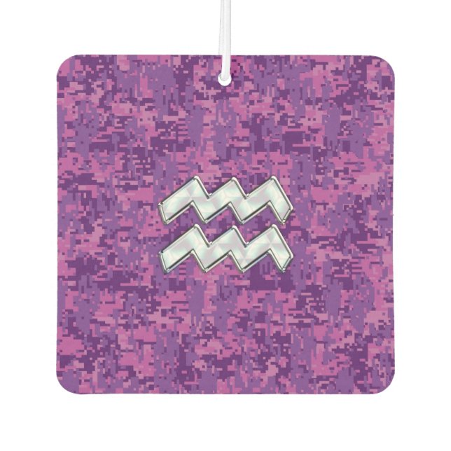 Aquarius Zodiac Sign auf Pink Digital Camouflage Autolufterfrischer (Vorderseite)