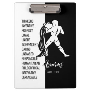 Aquarius Zodiac Sign Black & White Clipboard Klemmbrett