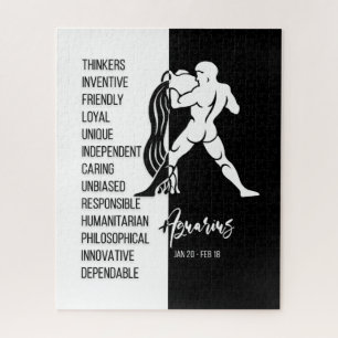 Aquarius Zodiac Sign, Black & White Puzzle