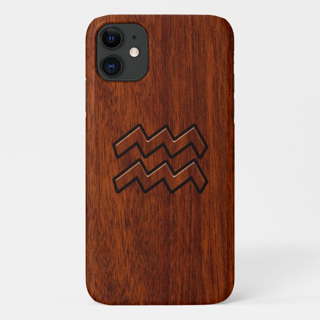 Aquarius Zodiac Sign Brown Mahogany Style Case-Mate iPhone Hülle (Rückseite)