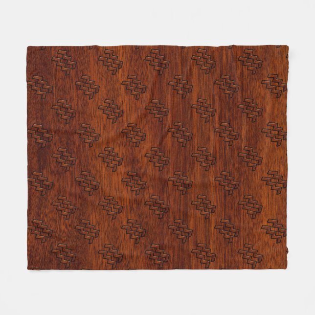 Aquarius Zodiac Sign Brown Mahogany Style Fleecedecke (Vorderseite (Horizontal))