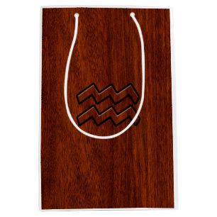 Aquarius Zodiac Sign Brown Mahogany Style Mittlere Geschenktüte