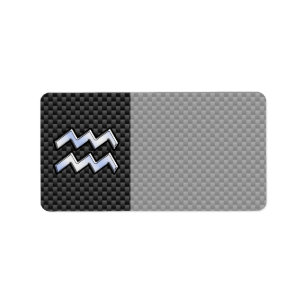 Aquarius Zodiac Sign Carbon Fibre Style Adressaufkleber