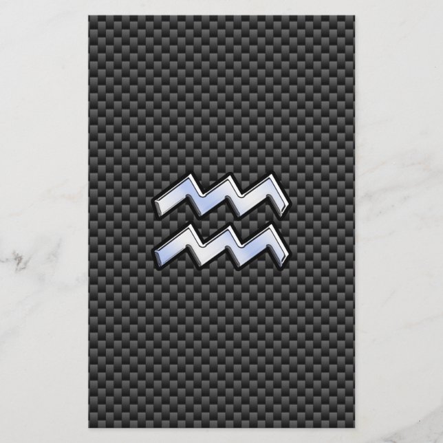 Aquarius Zodiac Sign Carbon Fibre Style Briefpapier (Vorderseite)