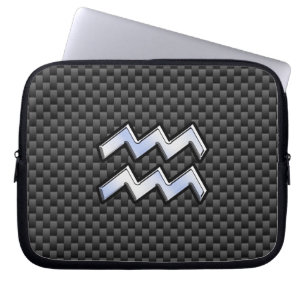 Aquarius Zodiac Sign Carbon Fibre Style Laptopschutzhülle