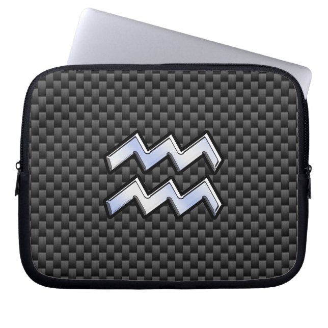 Aquarius Zodiac Sign Carbon Fibre Style Laptopschutzhülle (Vorderseite)