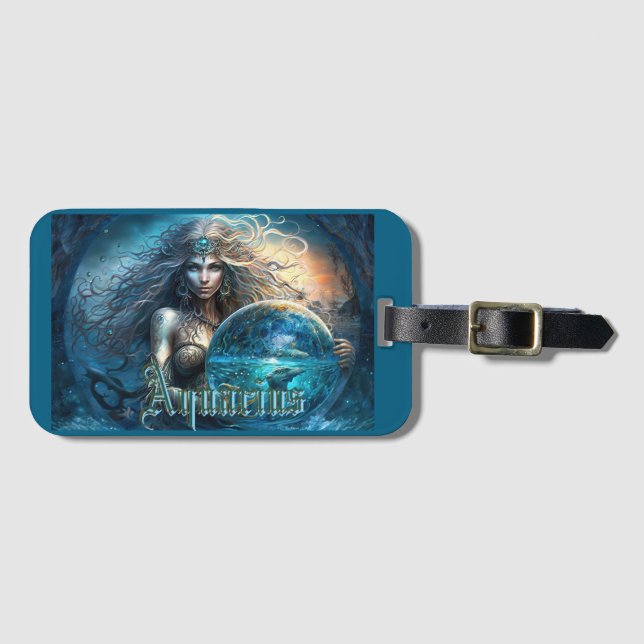 Aquarius Zodiac Sign Gepäckanhänger (Vorderseite (Horizontal))