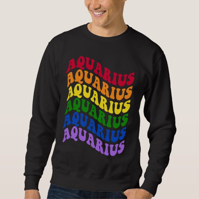 Aquarius Zodiac Sign LGBT Gay Pride LGBTQ Rainbow  Sweatshirt (Vorderseite)
