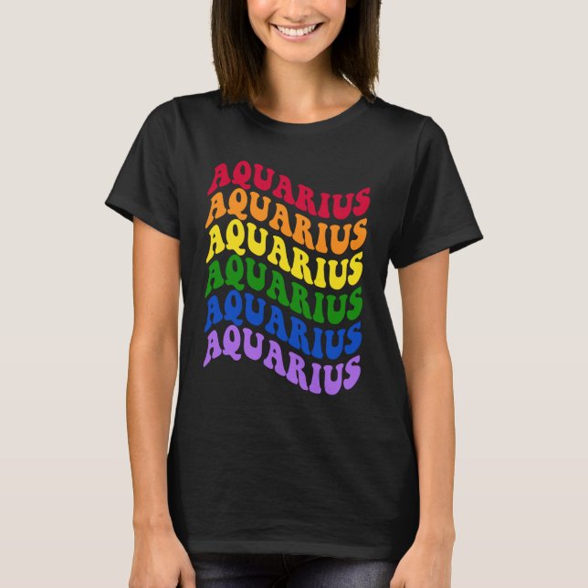Aquarius Zodiac Sign LGBT Gay Pride LGBTQ Rainbow  T-Shirt (Vorderseite)