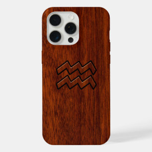 Aquarius Zodiac Sign Mahogany Style iPhone 15 Pro Max Hülle