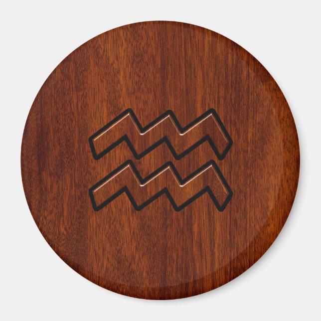 Aquarius Zodiac Sign Mahogany Style Magnet (Vorne)