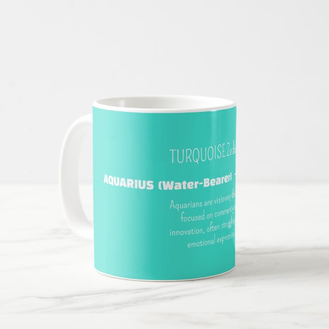 AQUARIUS Zodiac Sign Personality Traits Kaffeetasse (Vorderseite Links)