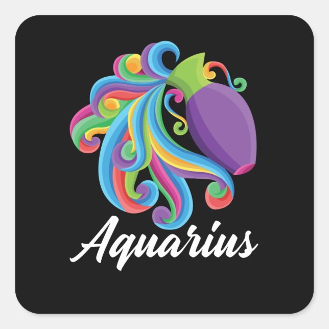 Aquarius Zodiac Sign Quadratischer Aufkleber (Vorderseite)