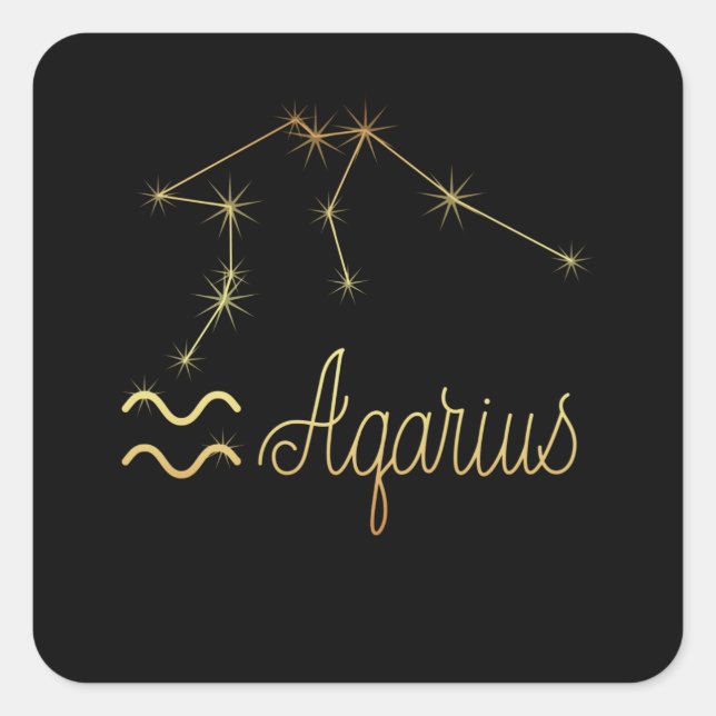 Aquarius Zodiac Sign Quadratischer Aufkleber (Vorderseite)