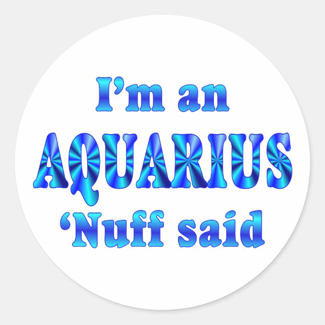 Aquarius Zodiac Sign Runder Aufkleber (Vorderseite)