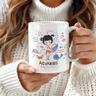 Aquarius Zodiac Sign Tasse, Niedlich Girl and Ocea Kaffeetasse