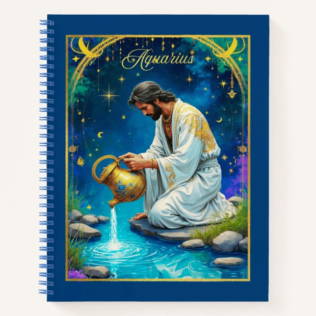 Aquarius Zodiac Sign Under a Starry Sky Journal  Notizbuch (Vorderseite)