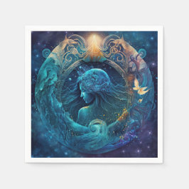 Aquarius Zodiac Sign Watercolor Design Serviette