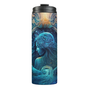 Aquarius Zodiac Sign Watercolor Design Thermosbecher