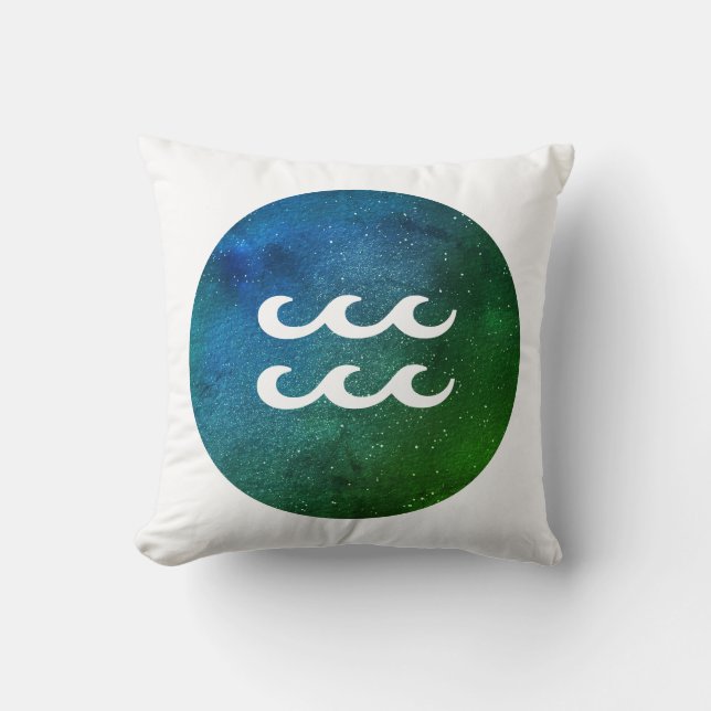 Aquarius Zodiac Sign White Aquamarin Blue Green Kissen (Vorderseite)