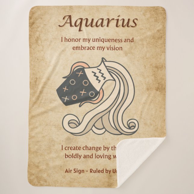 Aquarius Zodiac Sign with Affirmations Sherpadecke (Vorderseite)