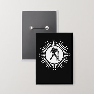Aquarius Zodiac signiert kosmische Sternexplosion Button