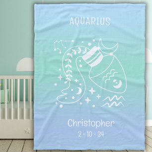 Aquarius Zodiac Star Name Birthdate Blue Baby Fleecedecke