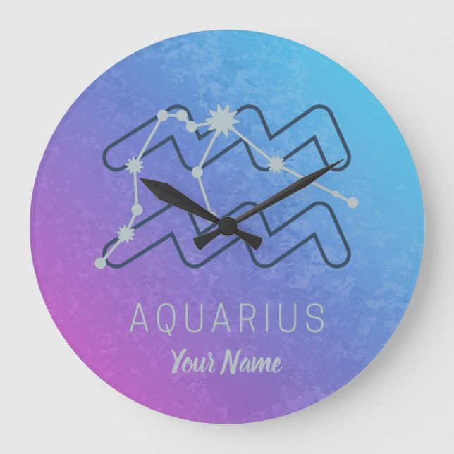 Aquarius Zodiac Star Sign Aquarius Horoskop Große Wanduhr (Vorderseite)