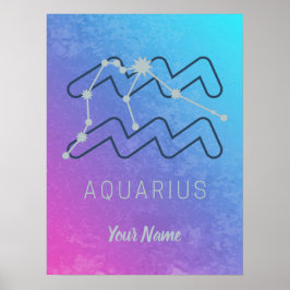 Aquarius Zodiac Star Sign Aquarius Horoskop Poster