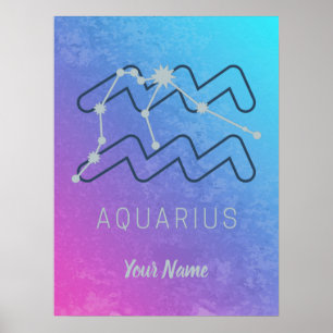 Aquarius Zodiac Star Sign Aquarius Horoskop Poster