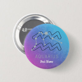 Aquarius Zodiac Star Sign Horoscope Constellation Button