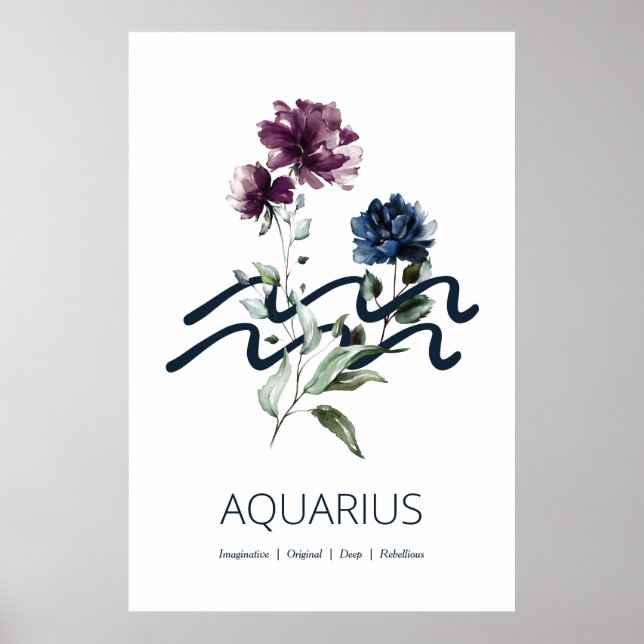 Aquarius Zodiac Star Zeichenkunst drucken Poster (Vorne)
