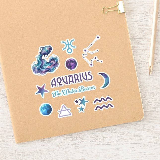 Aquarius Zodiac Sticker Collection (Notizbuch)