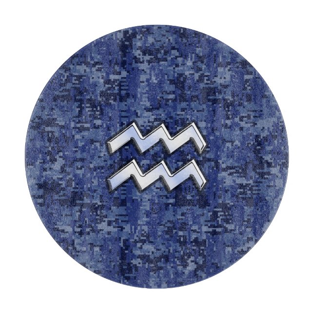 Aquarius Zodiac-Symbol auf der Marine Digital Camo Schneidebrett (Vorderseite)