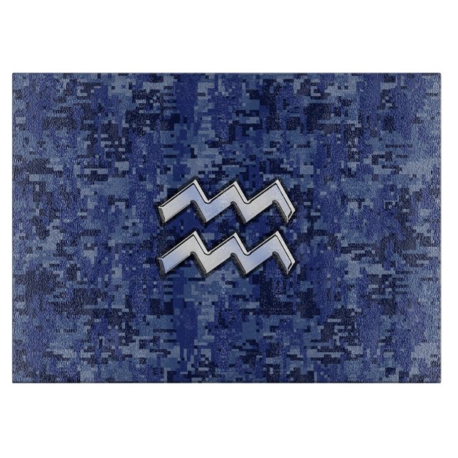 Aquarius Zodiac-Symbol auf der Marine Digital Camo Schneidebrett (Vorderseite)