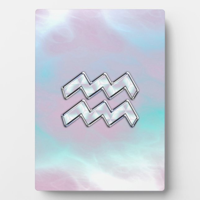 Aquarius Zodiac Symbol auf der Mutter der Perlende Fotoplatte (Vorderseite)