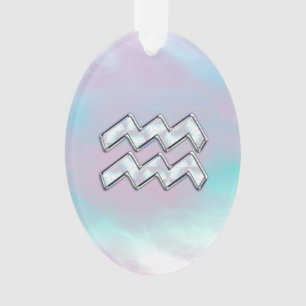 Aquarius Zodiac Symbol auf der Mutter der Perlende Ornament