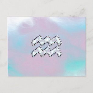 Aquarius Zodiac Symbol auf der Mutter der Perlende Postkarte