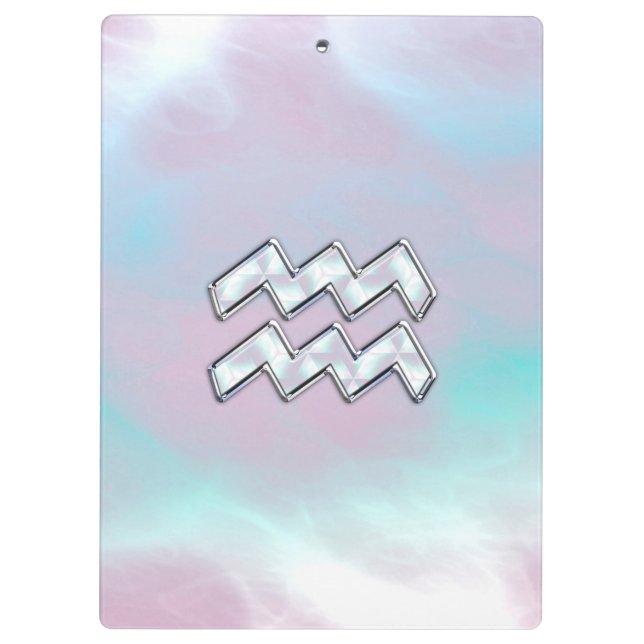 Aquarius Zodiac Symbol auf der Mutter von Pearl Na Klemmbrett (Rückseite)