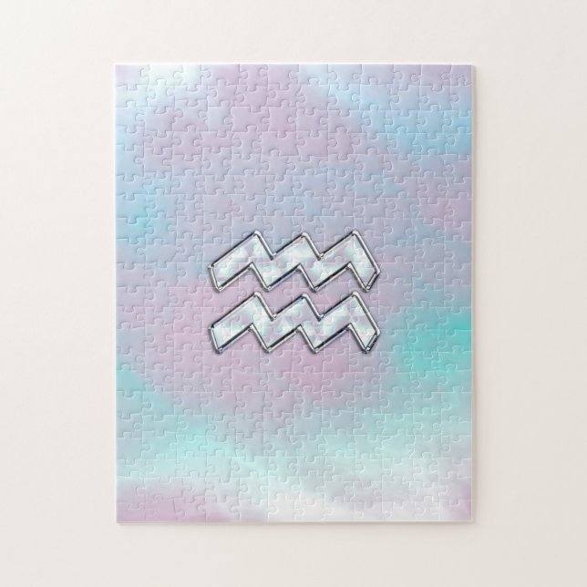 Aquarius Zodiac Symbol auf der Mutter von Pearl Na Puzzle (Vertikal)